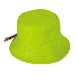 New Lime Green Bucket Hat Adult One Size Summer Reversible Fluorescent Bright